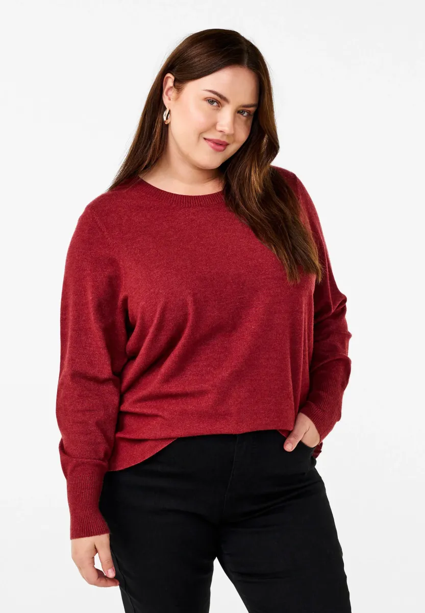 FLASH MIT RUNDHALSAUSSCHNITT - Strickpullover - merlot mel.