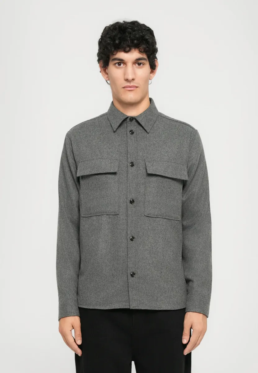 FLAT OVERSHIRT - Hemd - dark grey melange