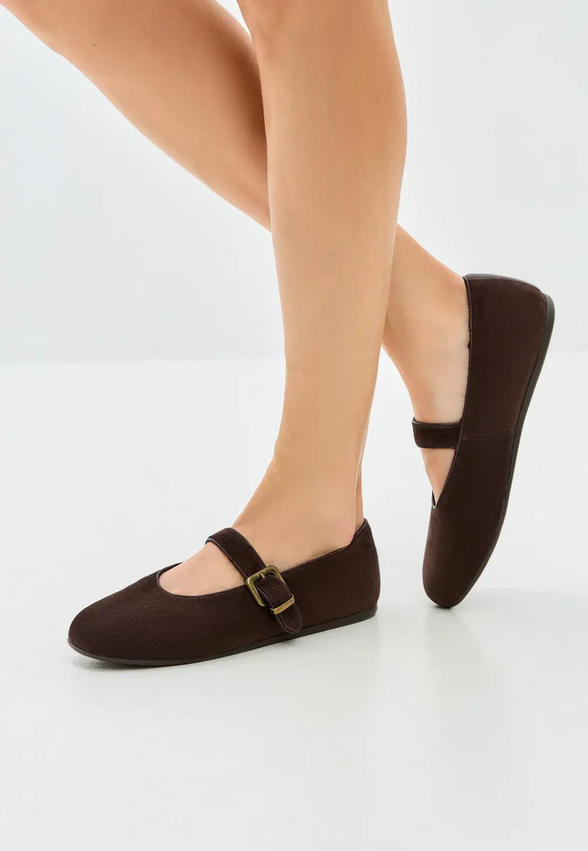 FLAT - Riemchenballerina - brown