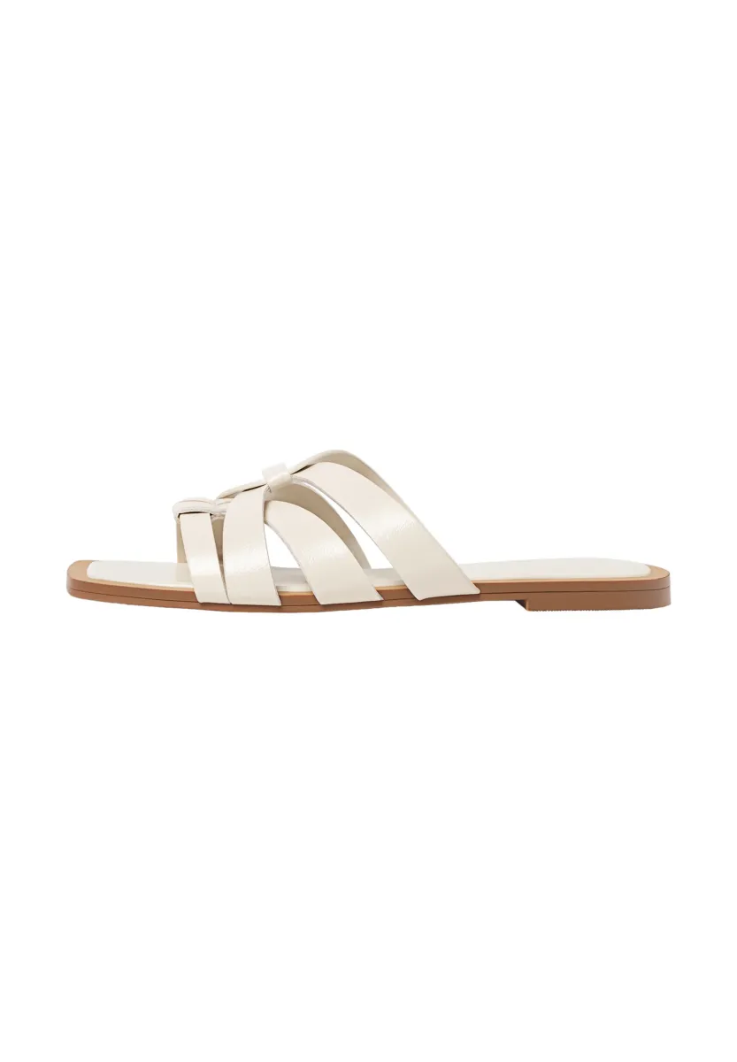 FLAT STRAPPY SLIDER SANDALS  - Pantolette flach - white