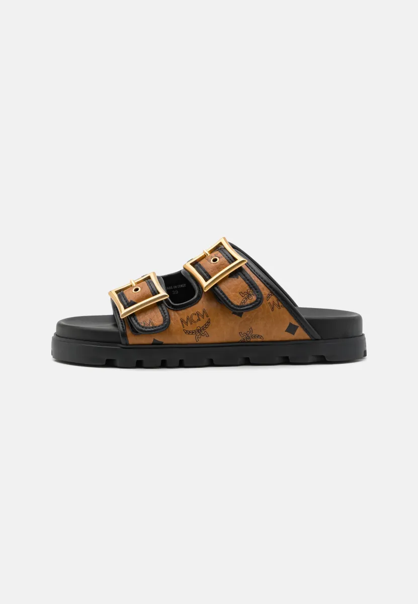 FLAT UNISEX - Pantolette flach - cognac