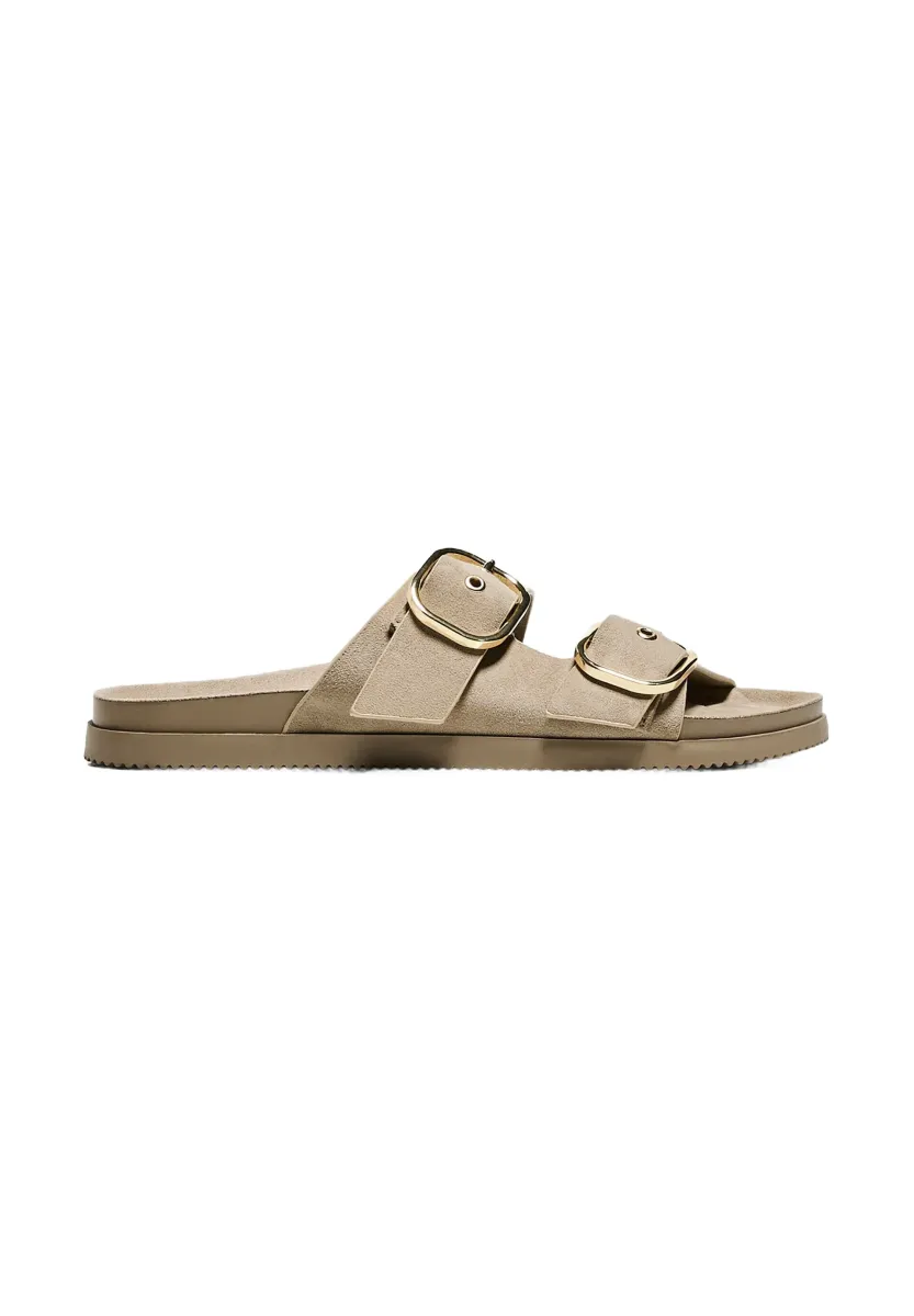 FLAT WITH BUCKLES - Pantolette flach - sand