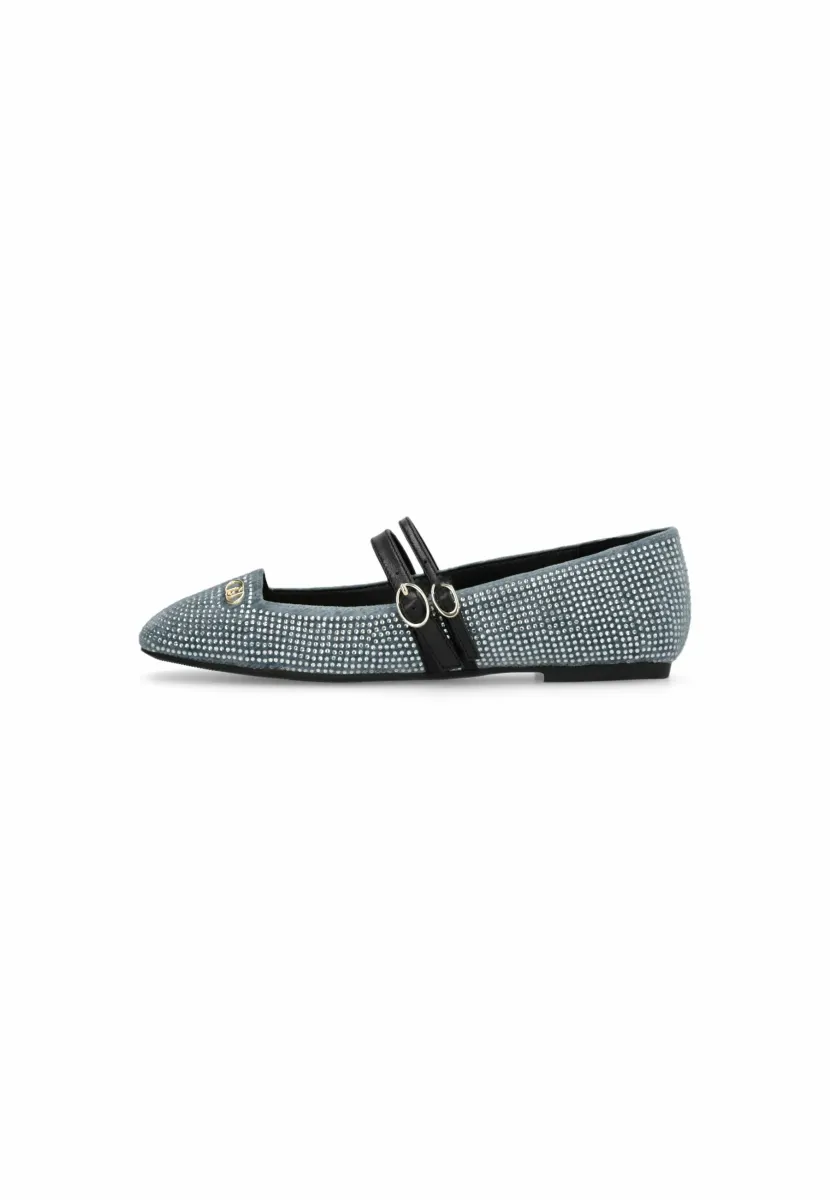 FLATS WITH ALL-OVER RHINESTONES - Riemchenballerina - light blue