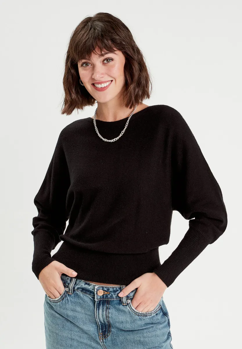 FLEDERMAUSÄRMELN - Strickpullover - noir