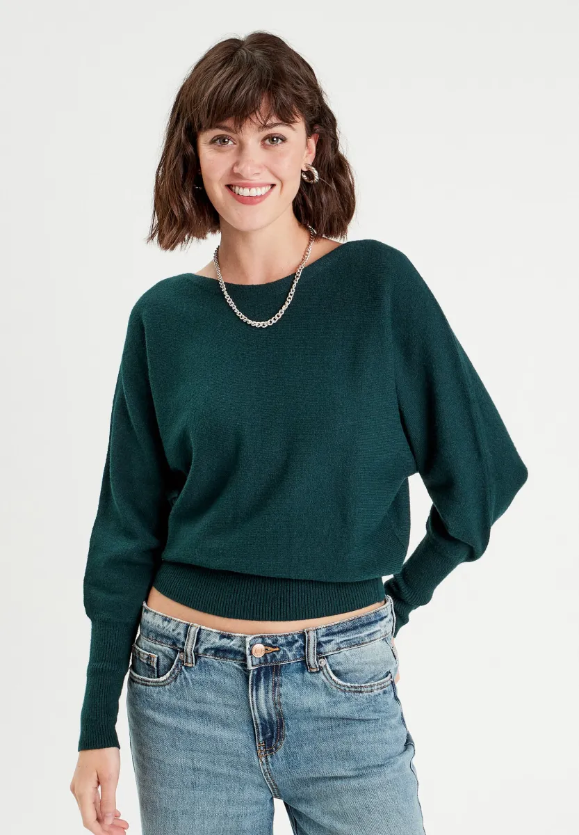 FLEDERMAUSÄRMELN - Strickpullover - vert foncé