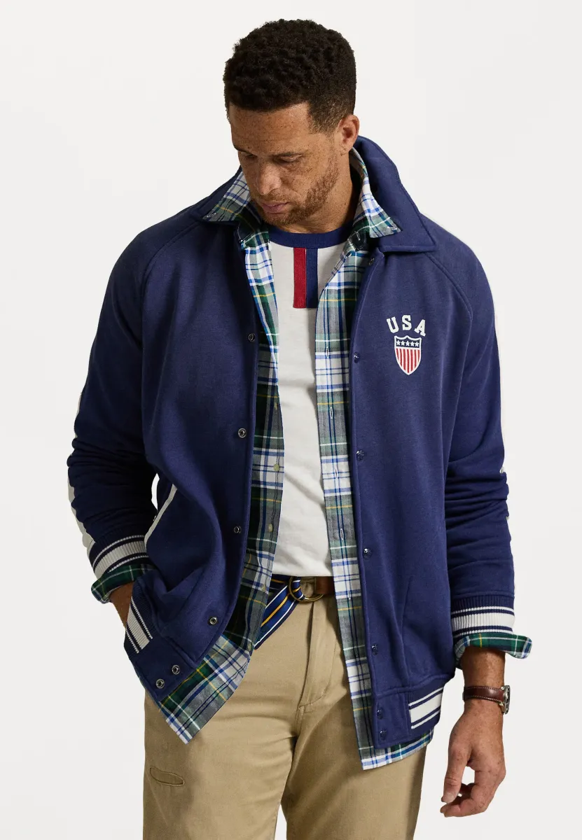 FLEECE GRAPHIC JACKET - Sweatjacke - dark blue