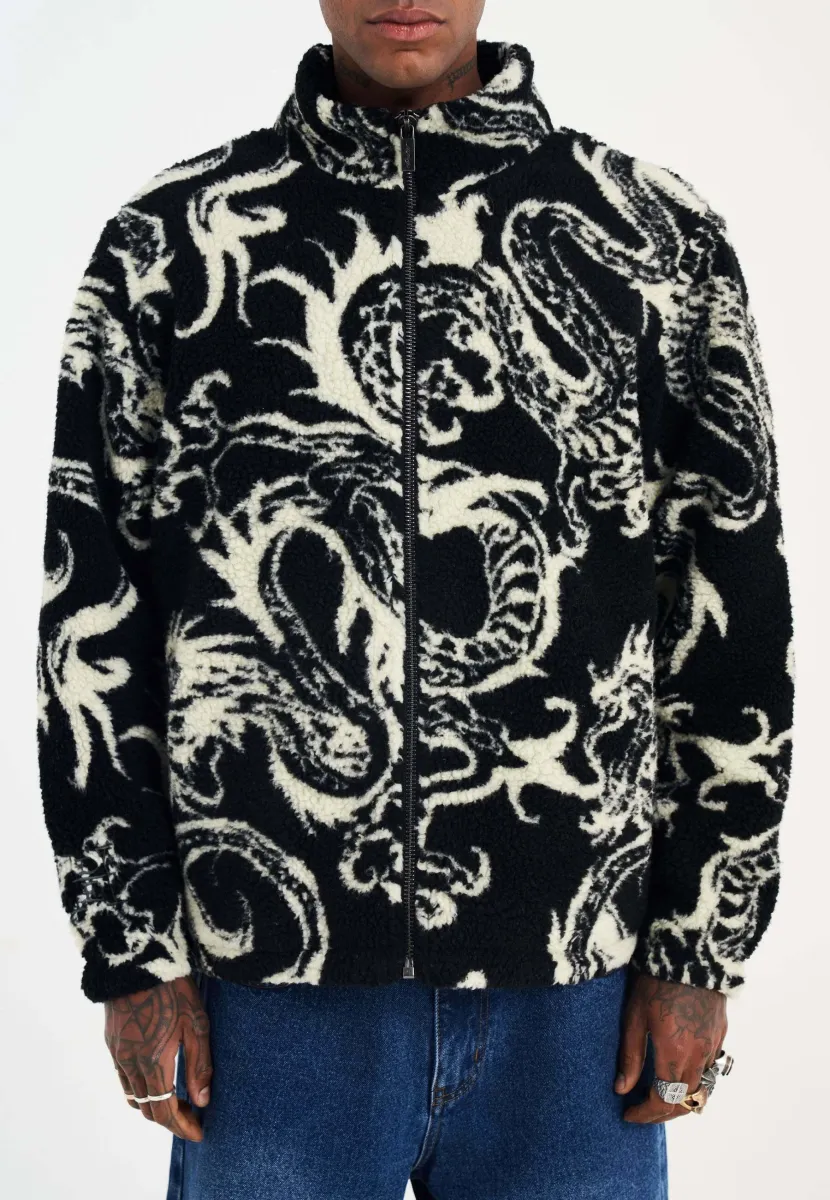 Fleecejacke - black beige