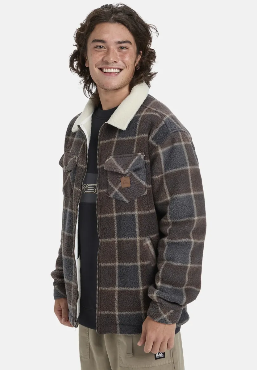 Fleecejacke - chocolate brown sherpa plaid