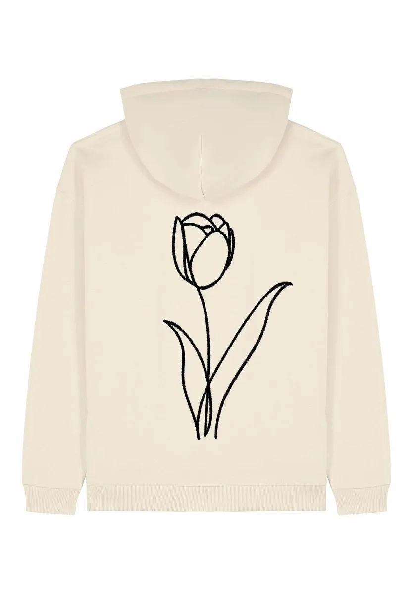 FLEUR EMBROIDERY HEAVYWEIGHT - Kapuzenpullover - off white