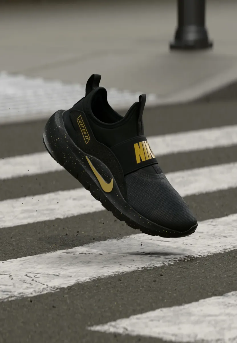 FLEX RUNNER 4 UNISEX - Laufschuh Straße - black/metallic gold-coloured