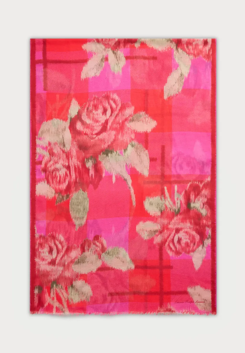 FLORAL CHECKED WRAP SCARF - Tuch - vail orange