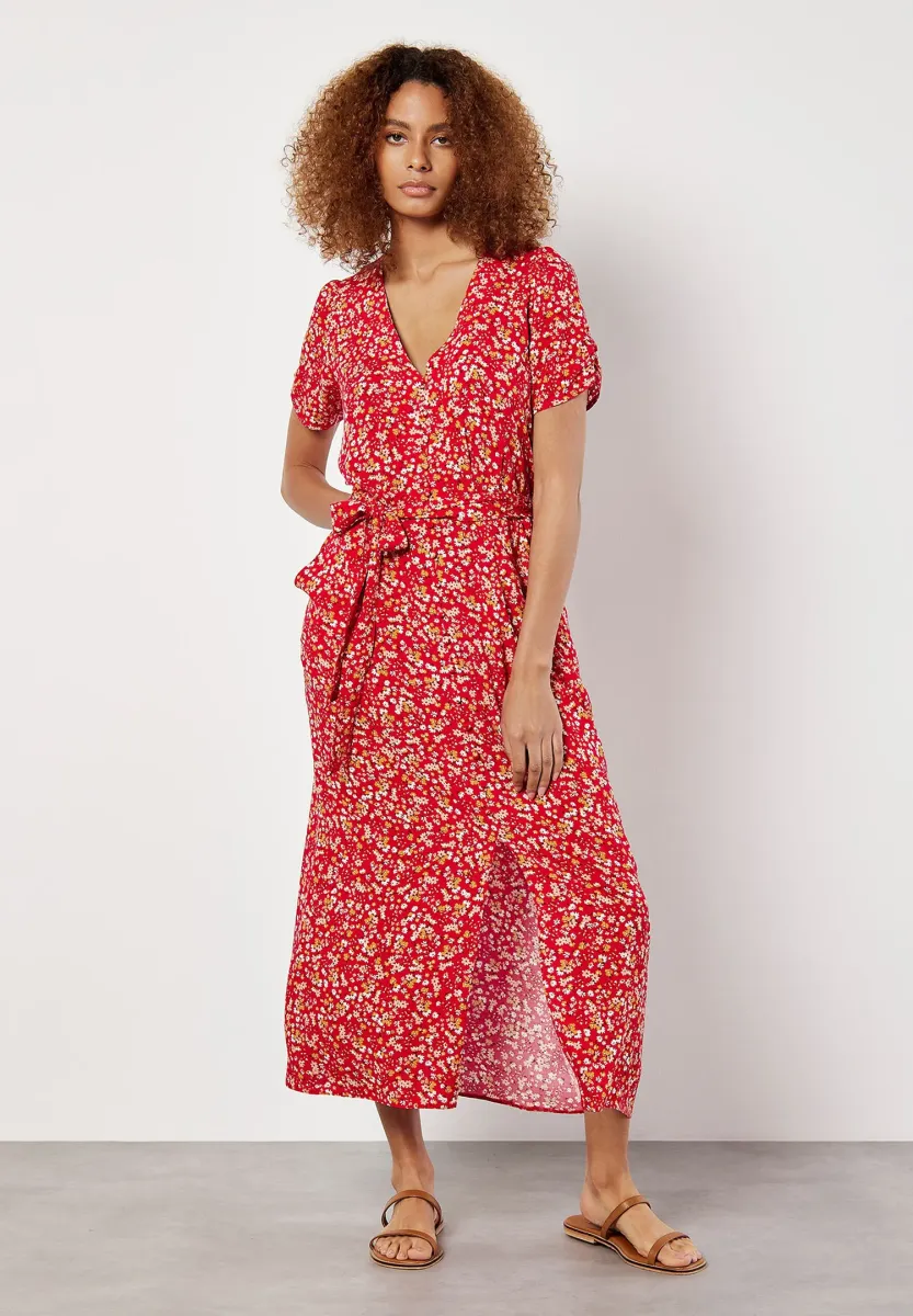 FLORAL DECORATIVE BUTTON  - Freizeitkleid - red