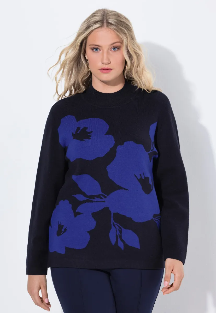 FLORAL TURTLENECK  - Strickpullover - blue