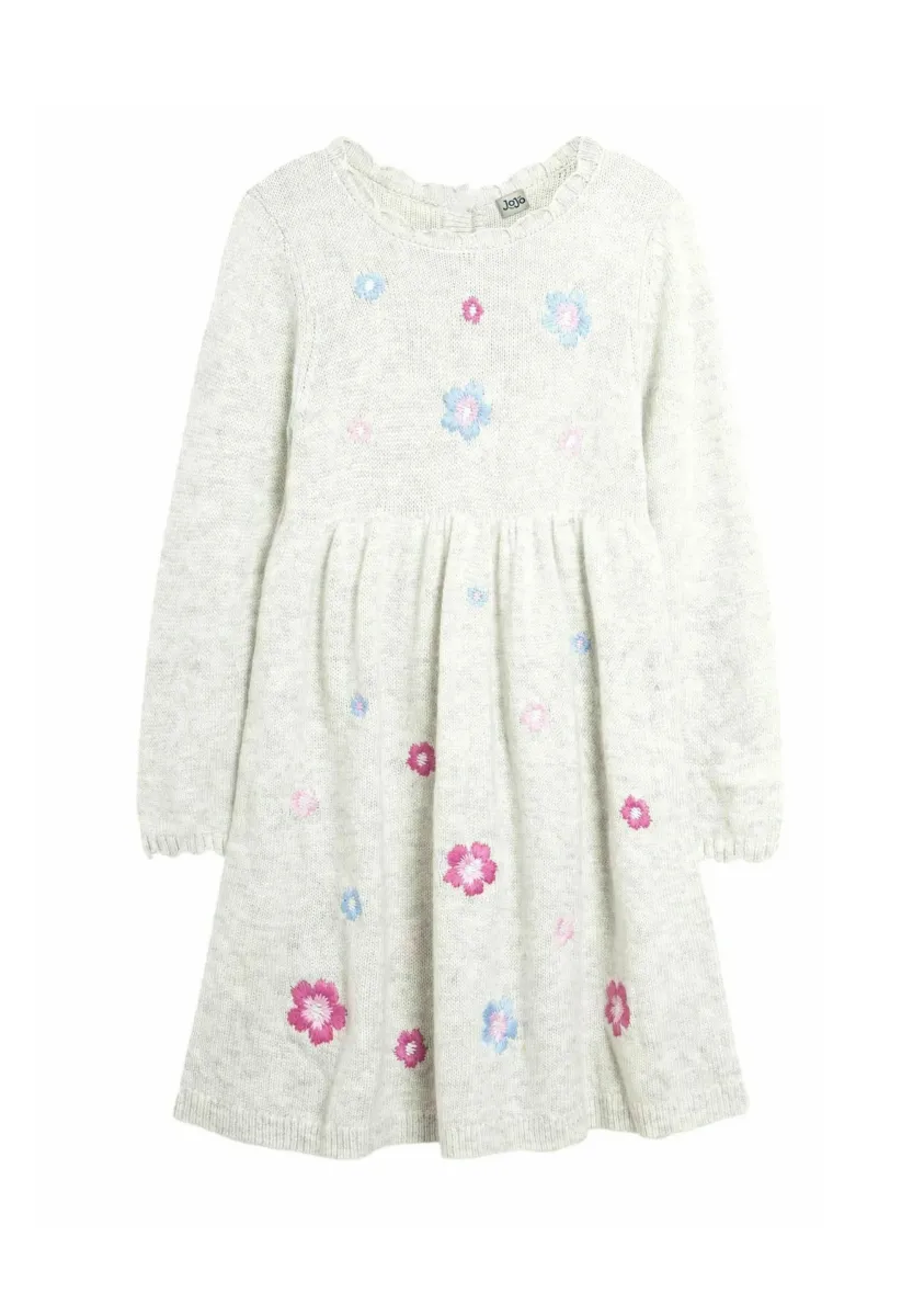 FLOWER EMBROIDERED REGULAR FIT - Strickkleid - grey