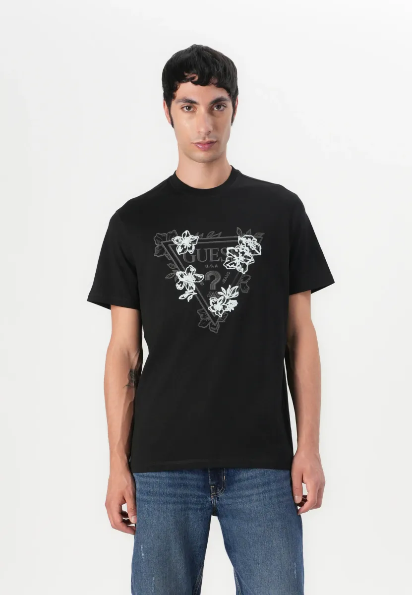 FLOWER TRIANGLE TEE - T-Shirt print - jet black