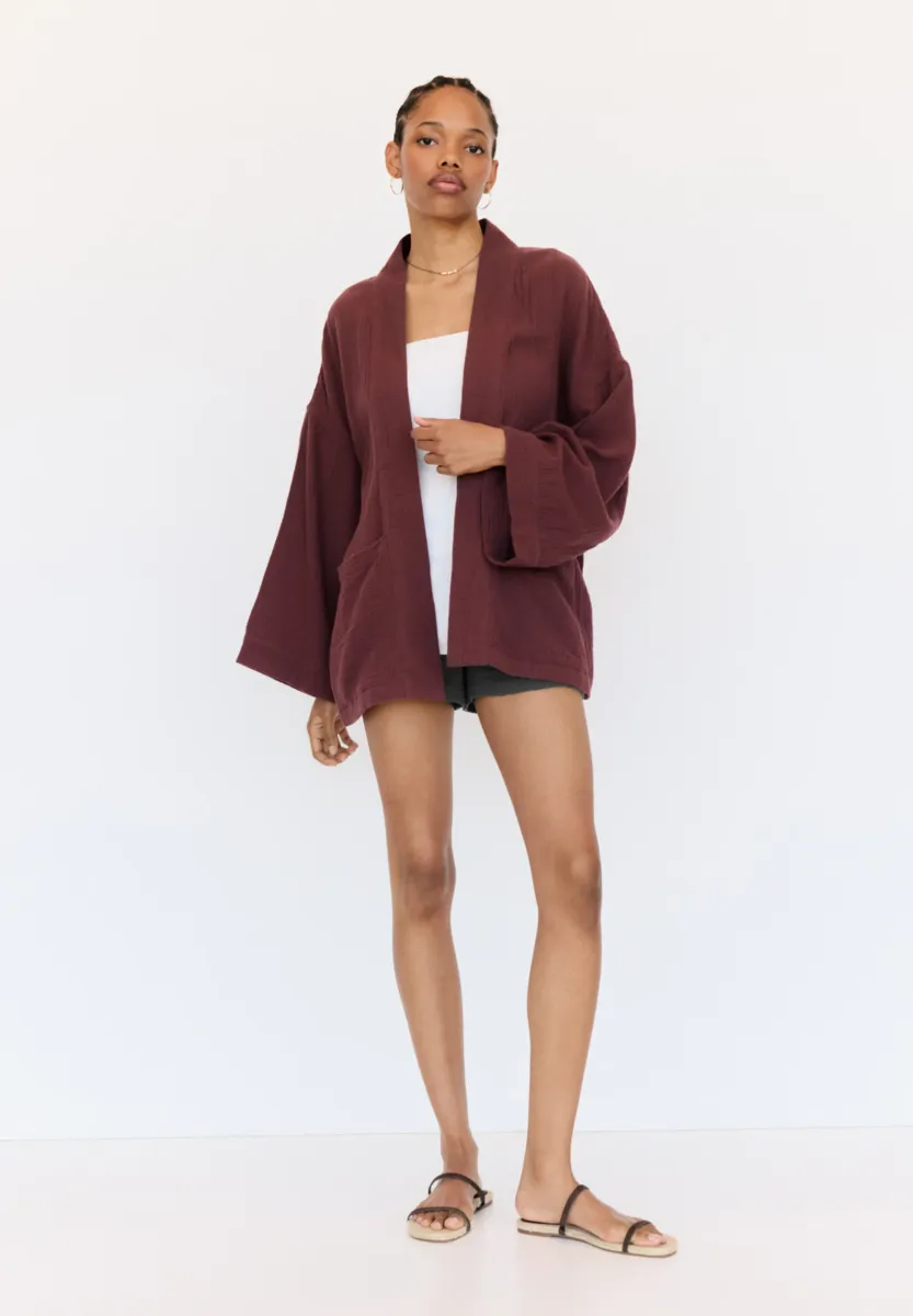 FLOWING KIMONO - Leichte Jacke - bordeaux