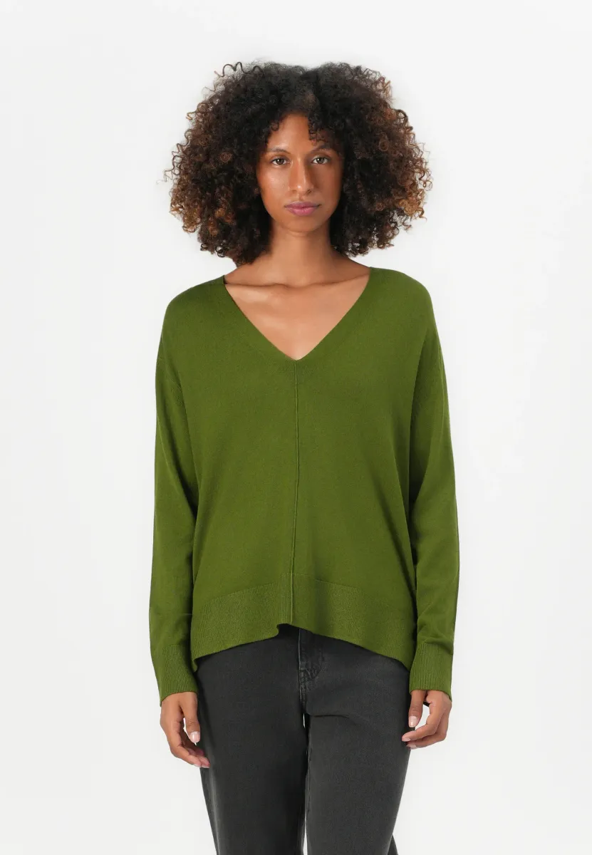 FLUENT V NECK - Strickpullover - deep ivy green
