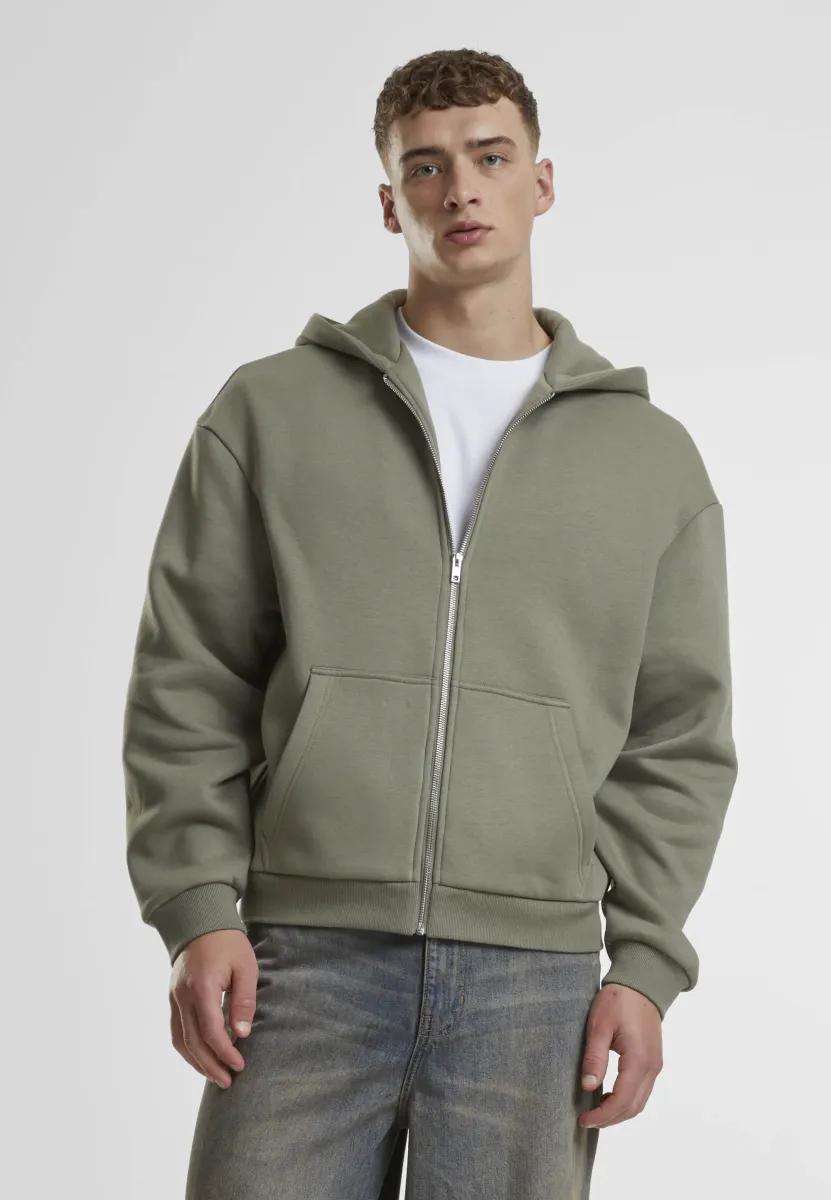 FLUFFY HOODY - Sweatjacke - paleolive