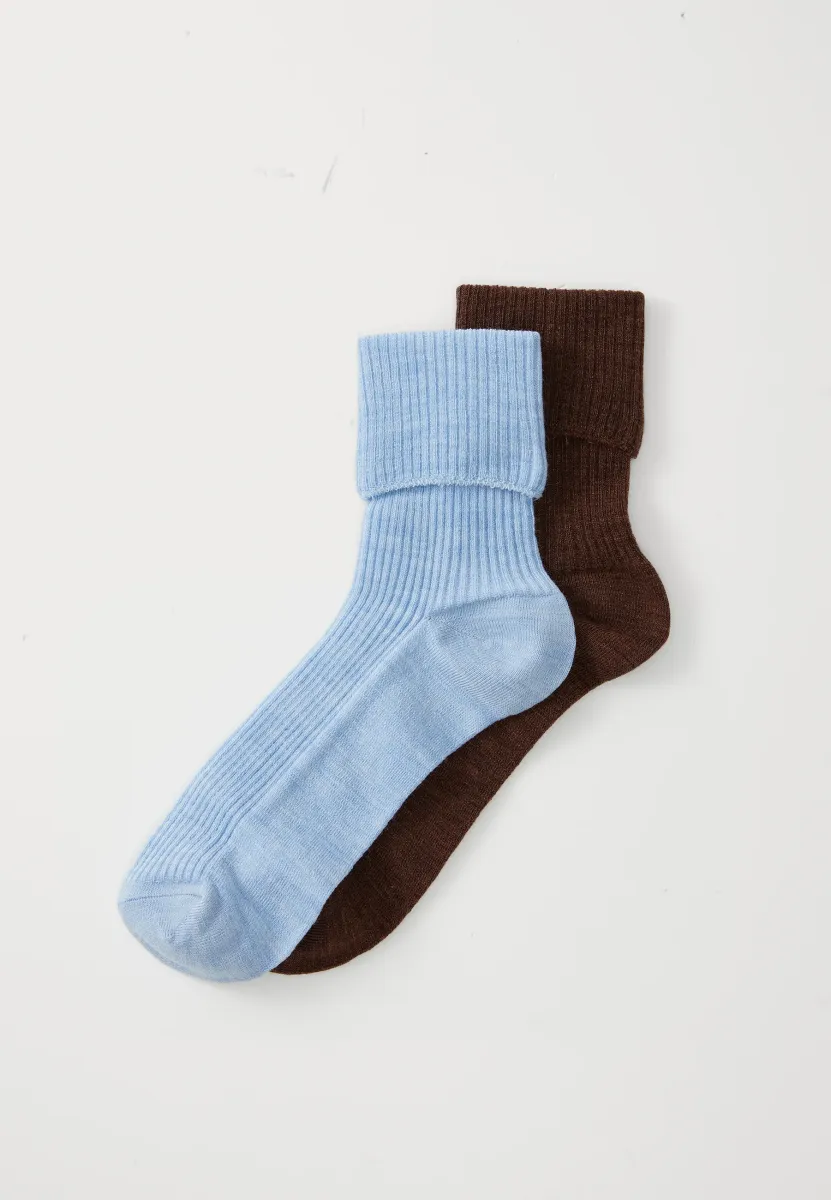 FOLDED CUFF 2 PACK - Socken - brown melange