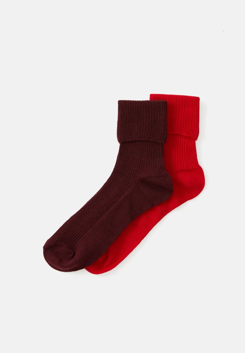 FOLDED CUFF 2 PACK - Socken - dark red