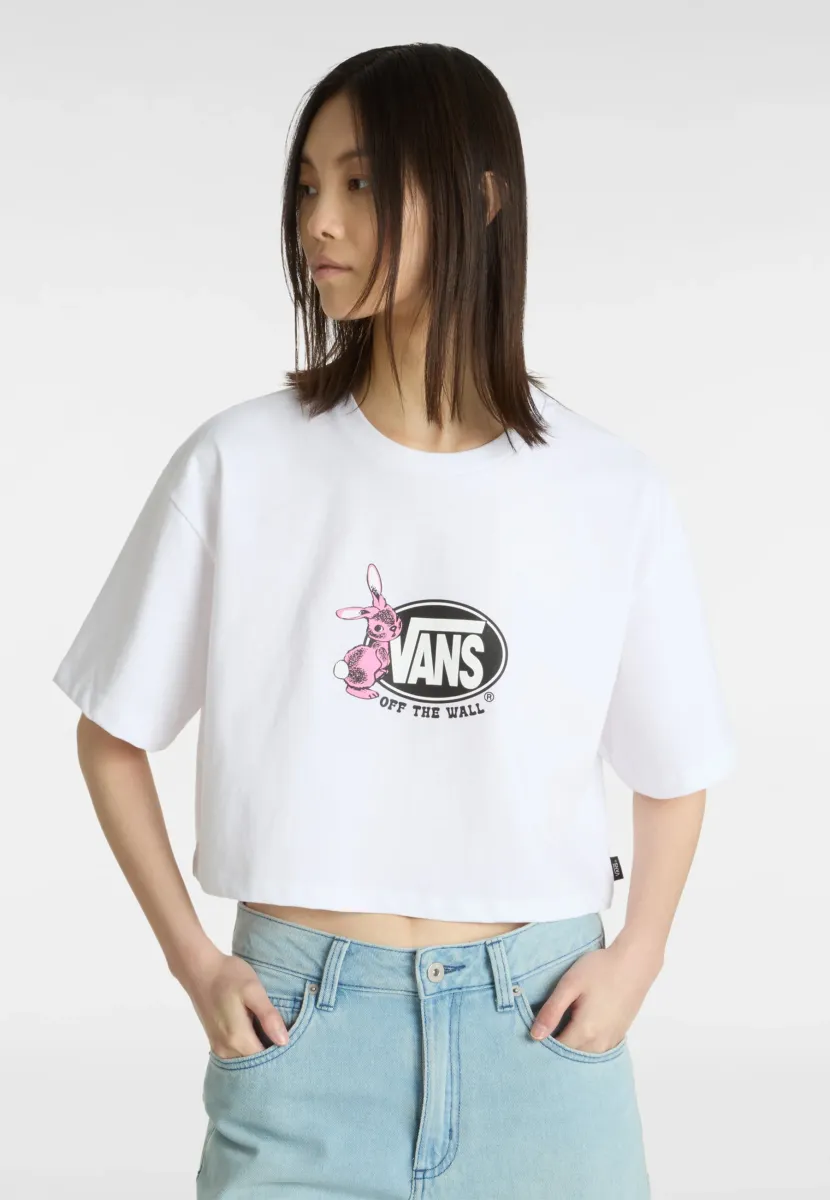 FOLLOW RELAXED FIT CROP - T-Shirt print - white