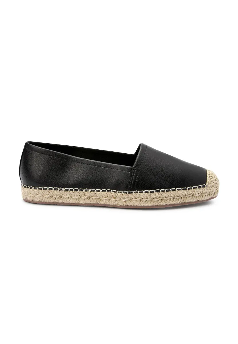 FOREVER COMFORT® FLAT ESPADRILLE SHOES - Slipper - black