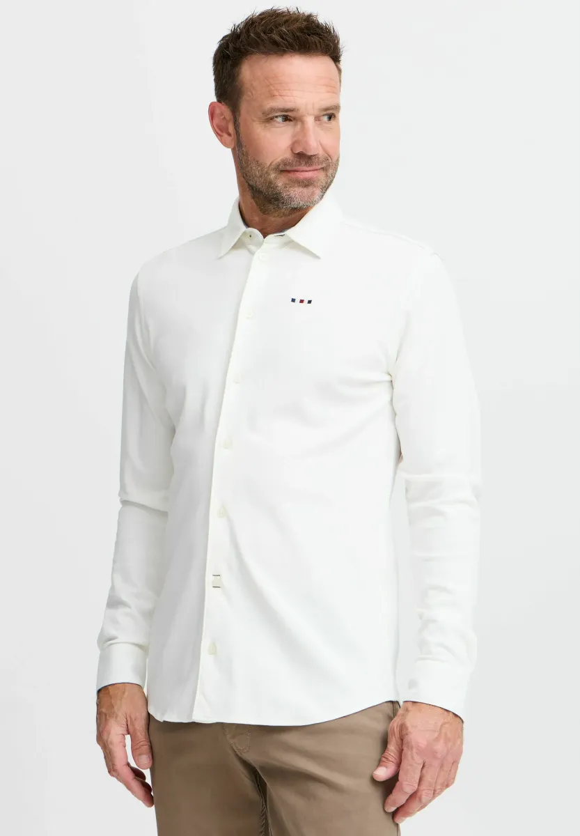 FQSTEVEN knitted LS shirt - Hemd - snow white