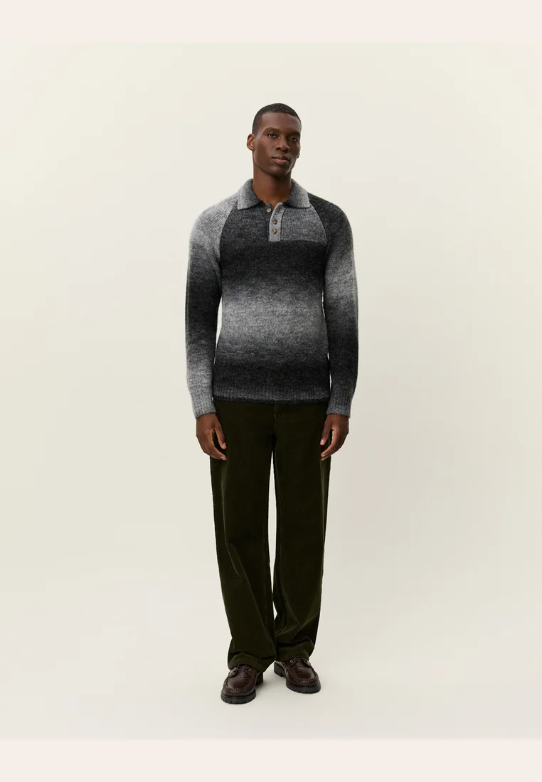 FRED GRADIENT KNITTED POLO - Strickpullover - dark grey melange