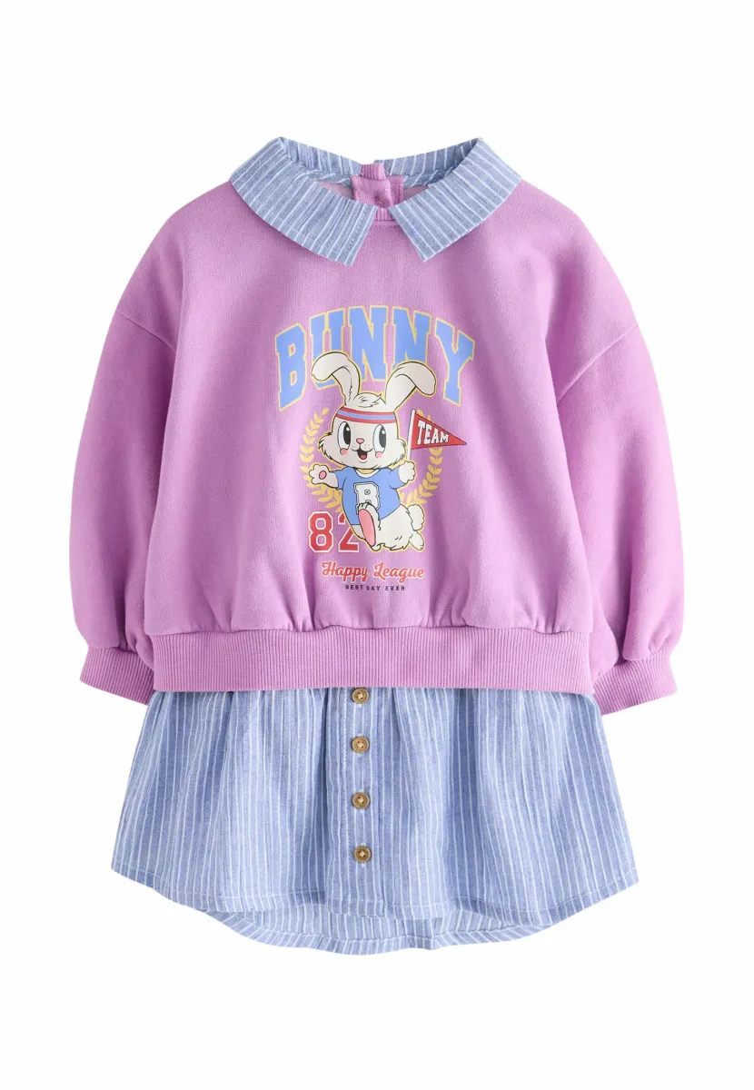 Freizeitkleid - blue pink bunny