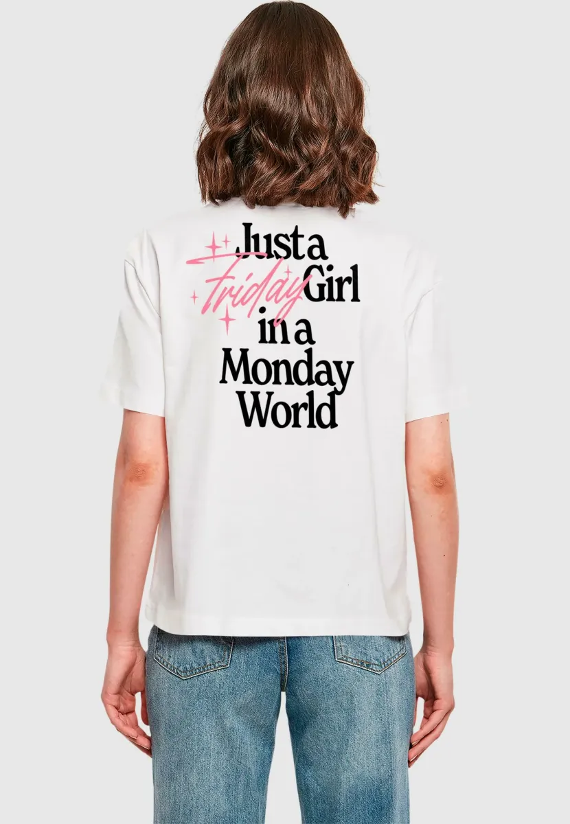 FRIDAY GIRL TEE - T-Shirt print - white