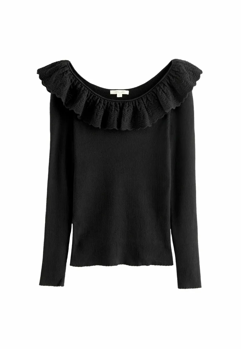 FRILL - REGULAR FIT - Strickpullover - black