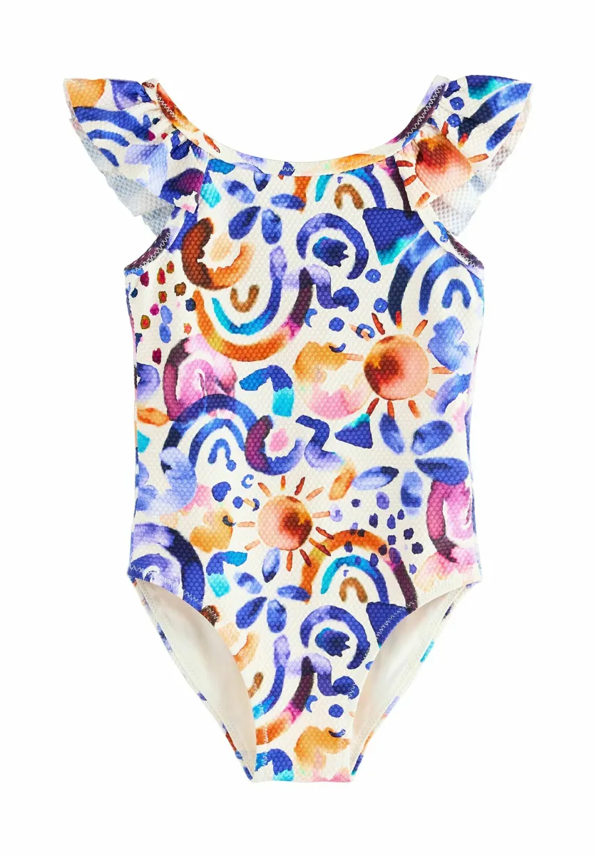 FRILL SHOULDER - Badeanzug - blue orange