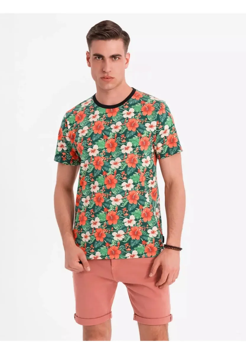 FULL  WITH FLORAL PATTERN - T-Shirt print - black