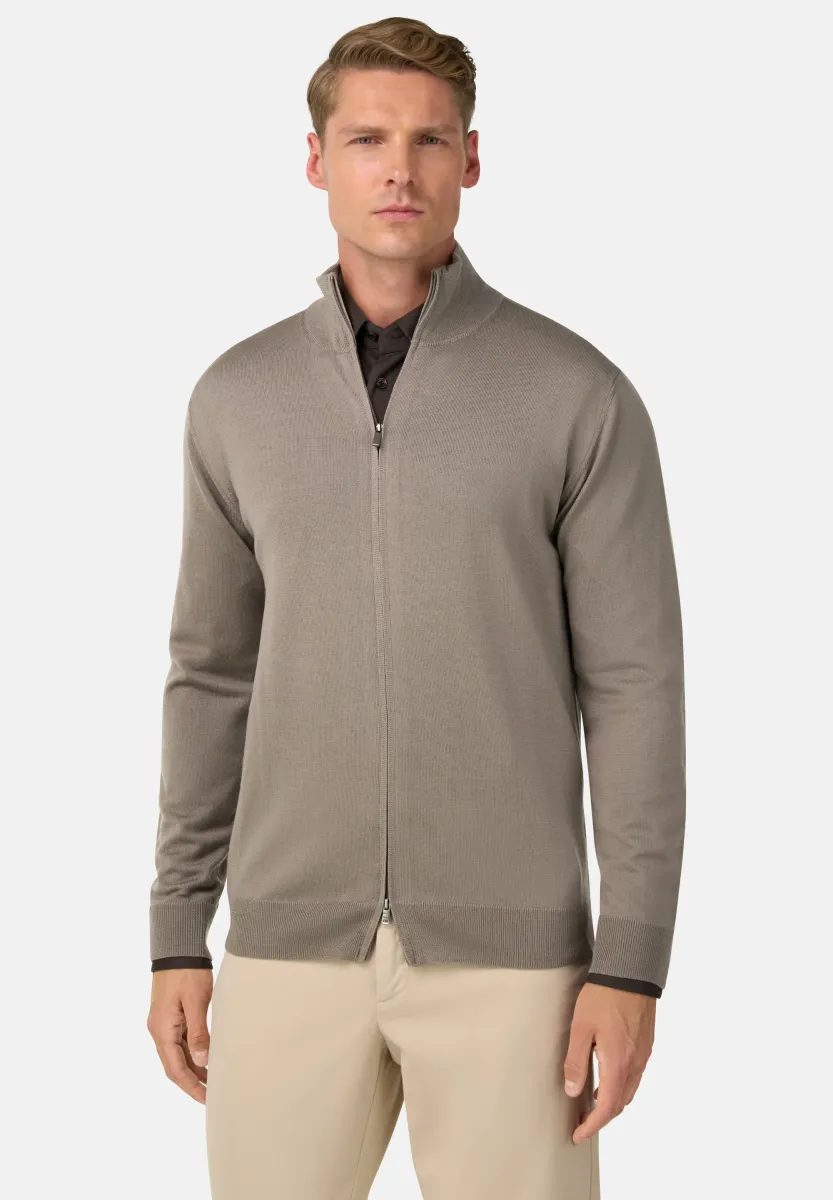 FULL ZIP  - Strickjacke - taupe