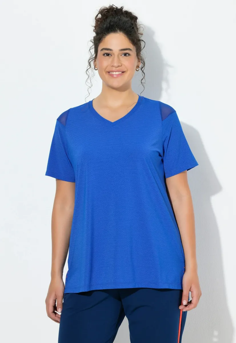 FUNKTIONS EINSATZ  V AUSSCHNITT HALBARM - T-Shirt print - royal blue