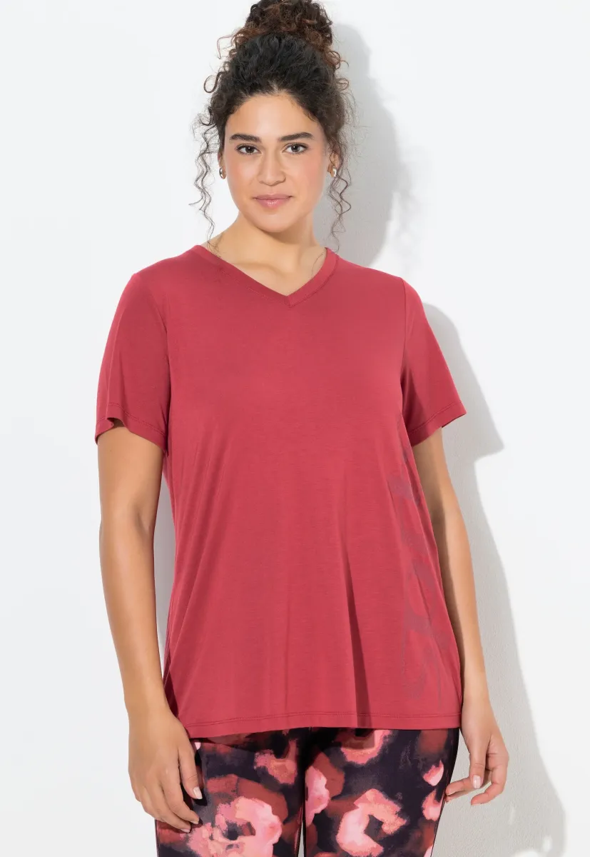 FUNKTIONS V-AUSSCHNITT HALBARM ANTIBAKTERIELL - T-Shirt print - brick red
