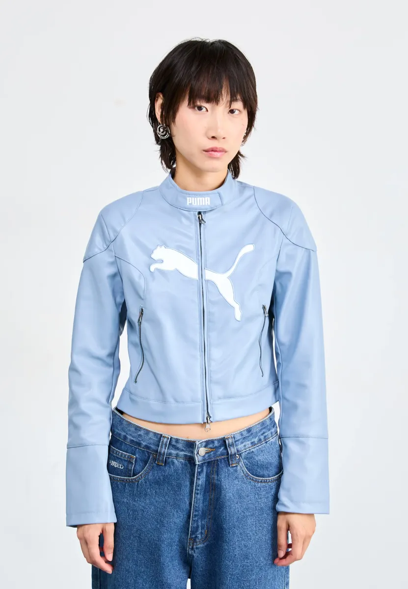 FUTURE ARCHIVE RACER JACKET - Kunstlederjacke - cool blue