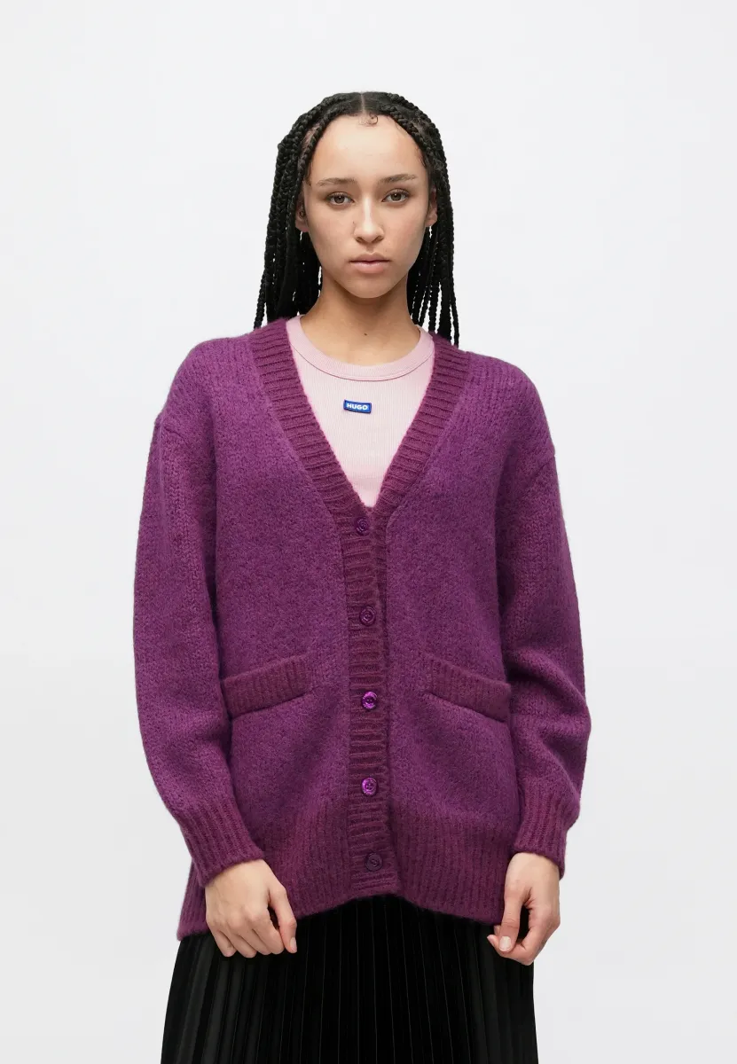FUZZY OVERSIZED CARDIGAN - Strickjacke - nightshade