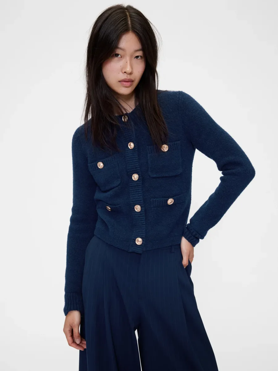 GAPSTUDIO CROP CARDIGAN - Strickjacke - classic navy