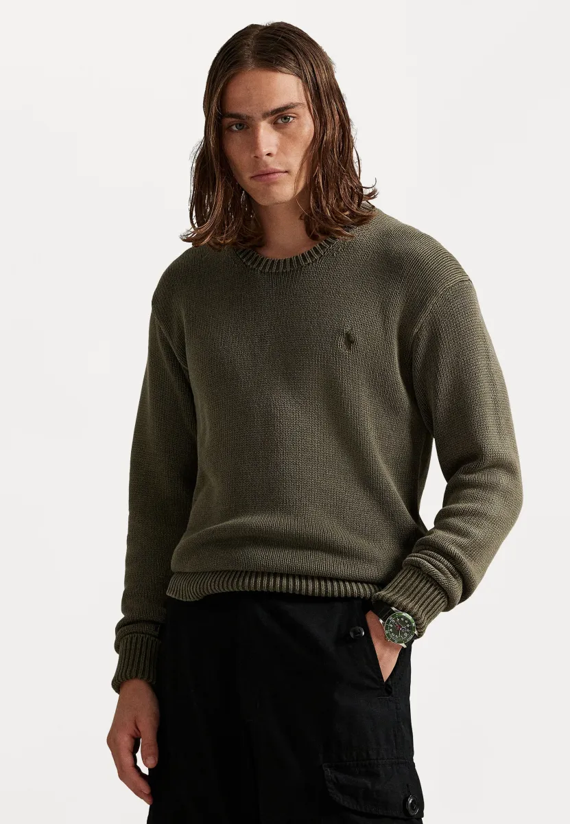 GARMENT DYED COTTON SWEATER - Strickpullover - company olive