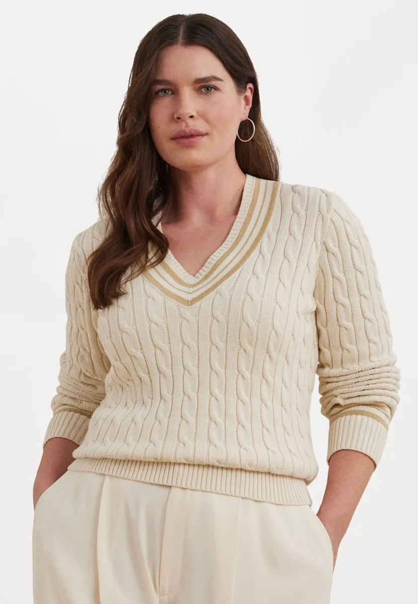 GASSED COTTON LONG SLEEVE SWEATER - Strickpullover - mascarpone cream/sand dune