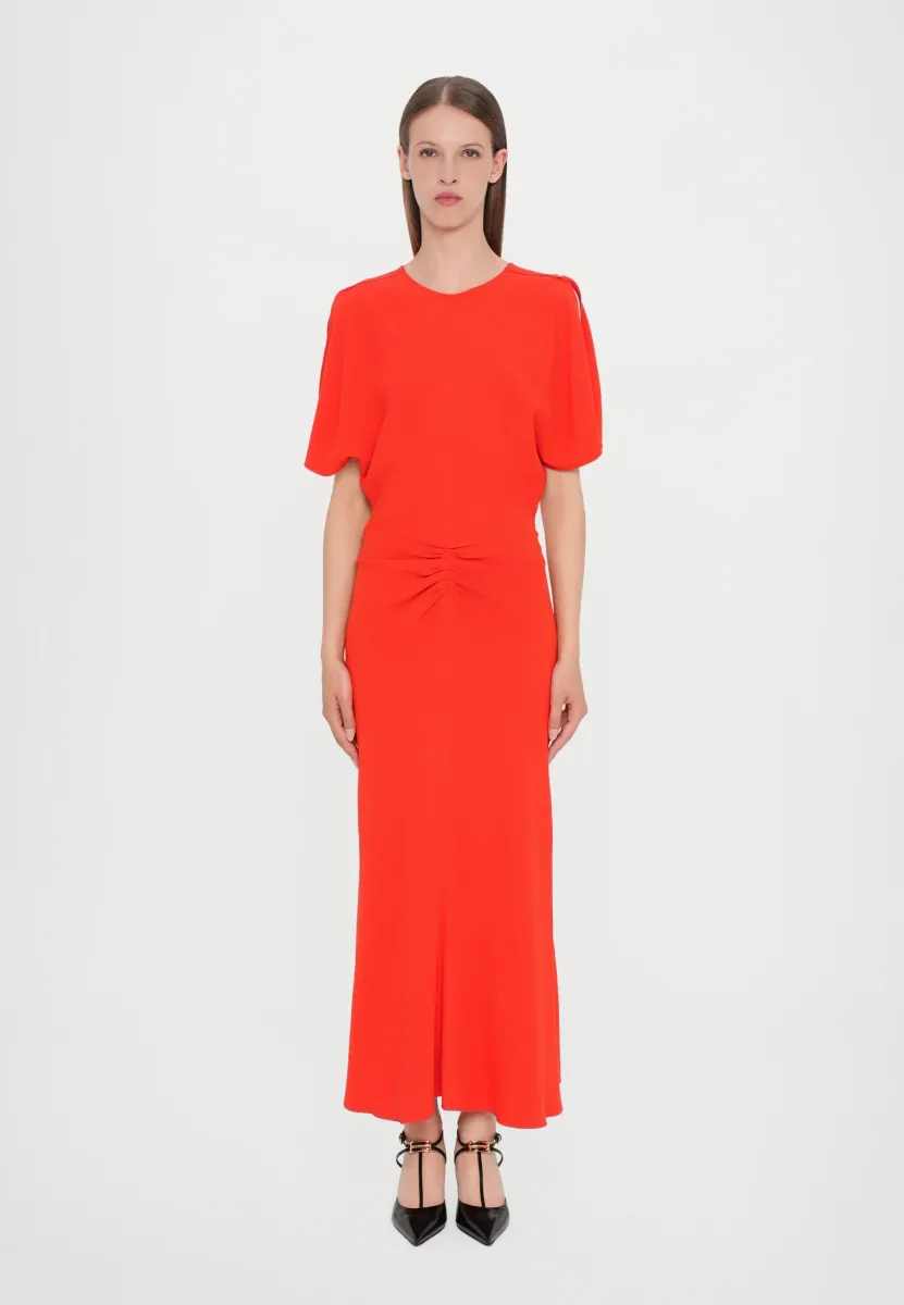 GATHERED WAIST MIDI DRESS - Maxikleid - red