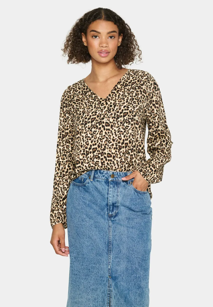 GAZEL - Bluse - black reg leo