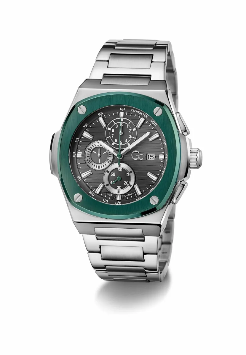 Gc Coussin Shape - Chronograph - silver tone