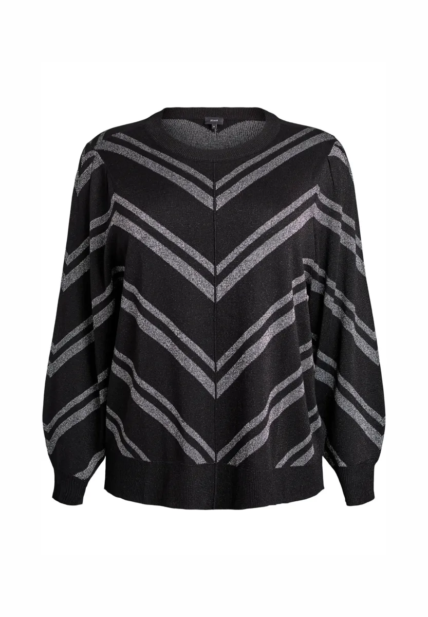 GEMUSTERTE MIT GLITZEREFFEKT - Strickpullover - black w s l stripes
