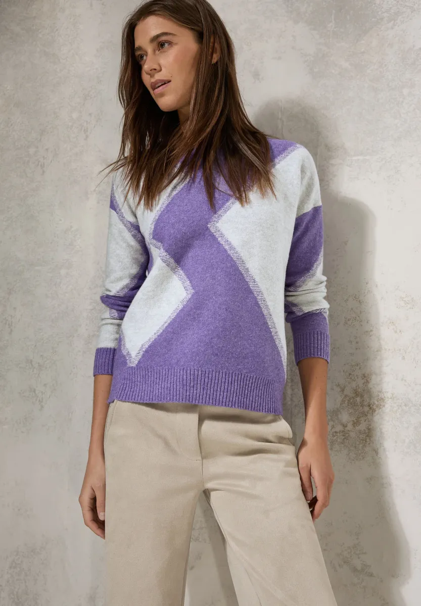 GEMUSTERTER - Strickpullover - lila
