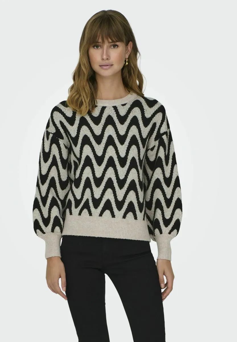 GEMUSTERTER - Strickpullover - oatmeal