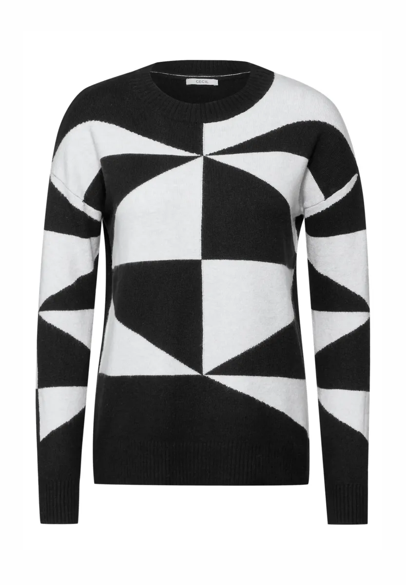 GEMUSTERTER - Strickpullover - schwarz