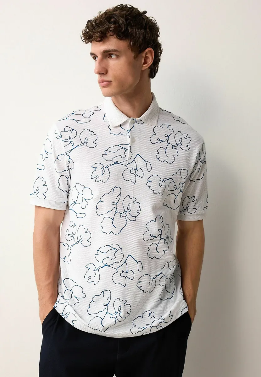 GEO PRINT - Poloshirt - white blue