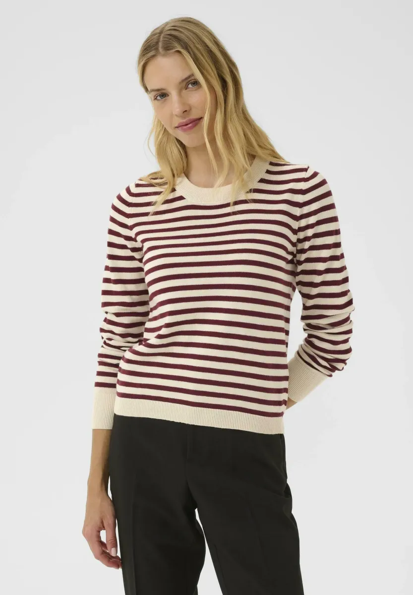 GERTIE - Strickpullover - tawny port stripe